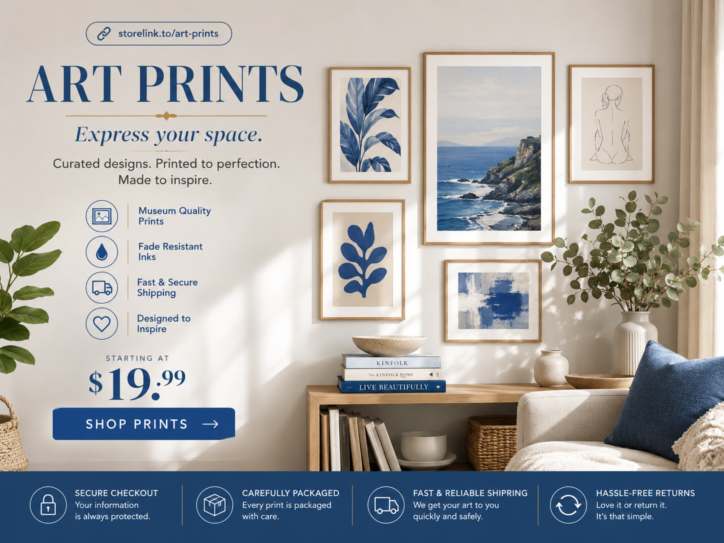 StoreLink.to multi-product store page for art prints